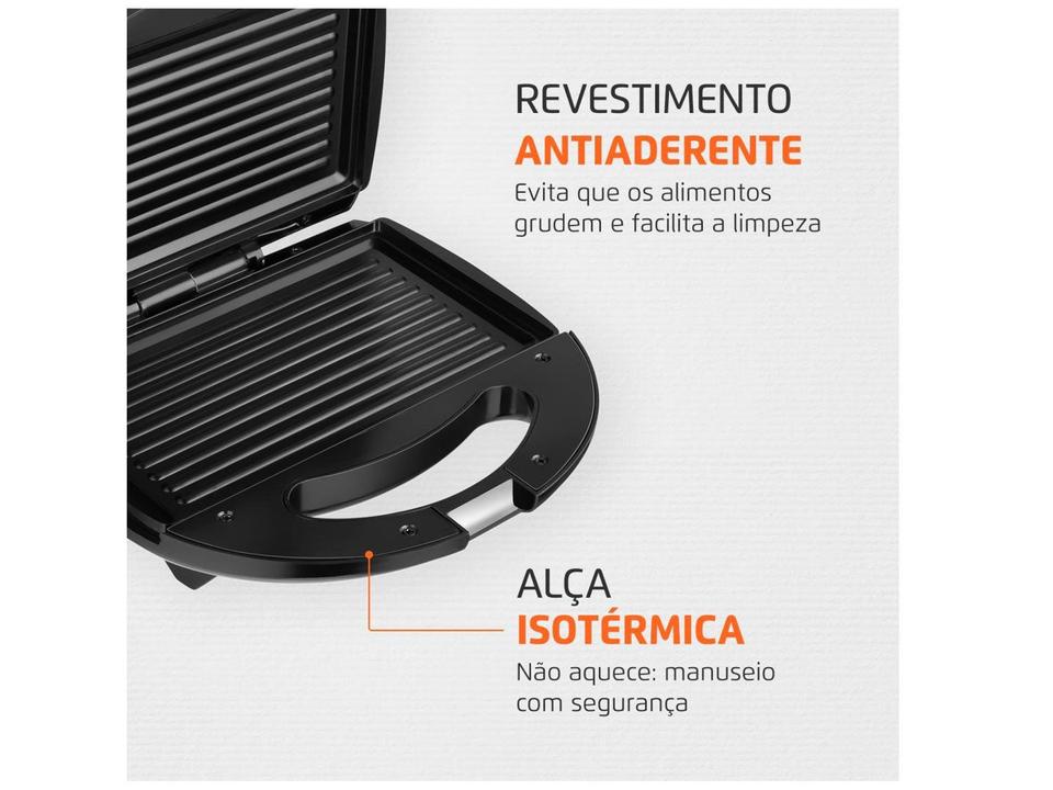 Sanduicheira Mondial Fast Grill S-12 Preta 750W Antiaderente - 4