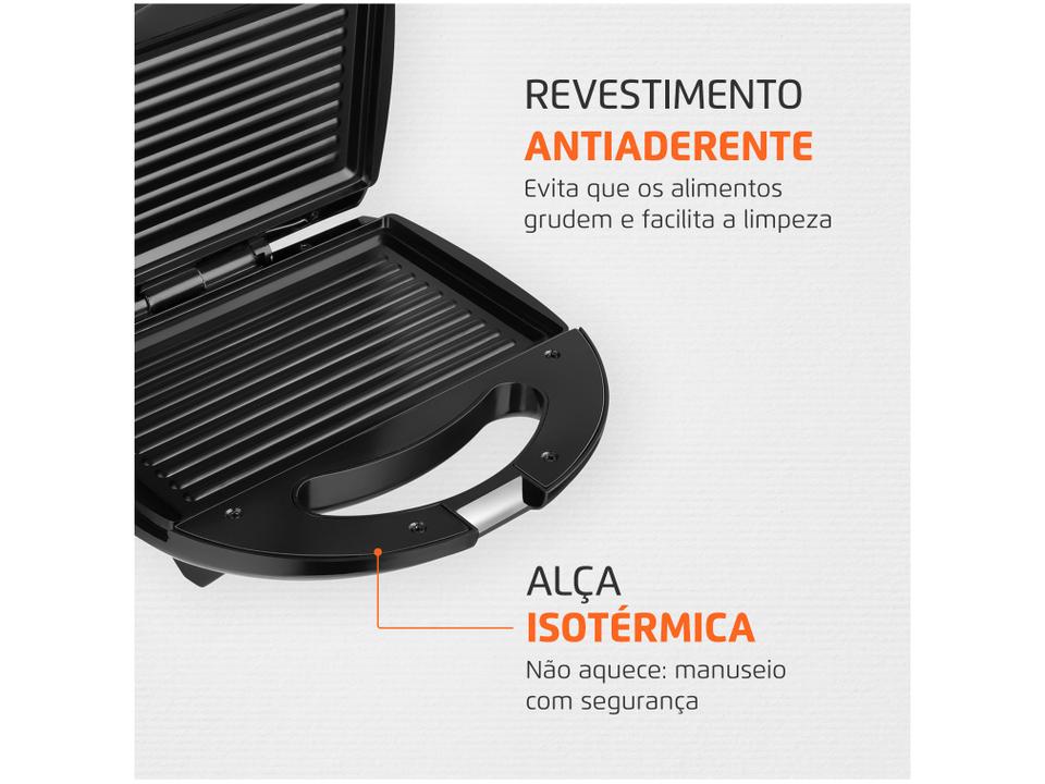 Sanduicheira Mondial Fast Grill S-12 Preta 750W - Antiaderente - 110 V - 3