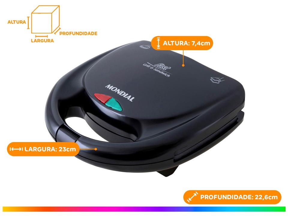 Sanduicheira Mondial Fast Grill S-12 Preta 750W - 14