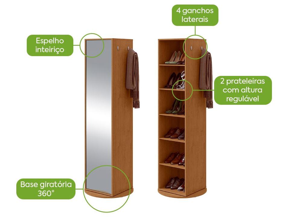 Sapateira com Espelho 5 Prateleiras Móveis Lopas Esthela - 1