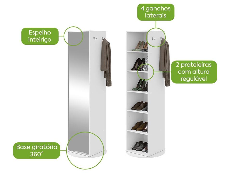 Sapateira com Espelho 5 Prateleiras Móveis Lopas Esthela - 1