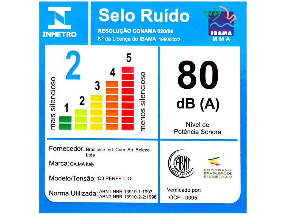 Secador de Cabelo GA.MA Italy Profissional Preto 1600W 3 Velocidades iQ3 Perfettoc - 25