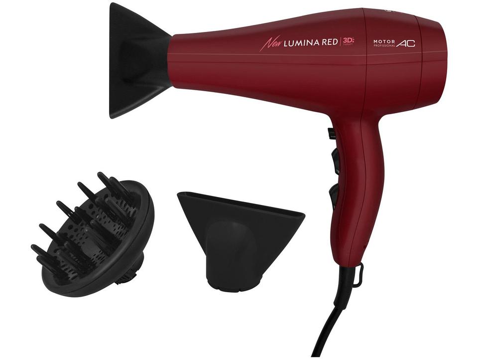 Secador de Cabelo Gama Italy New Lumina Red 3D - Vermelho 3D Therapy Treatment 2200W 2 Velocidades - 110 V