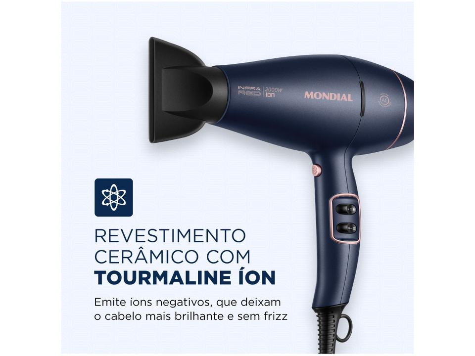 Secador de Cabelo Mondial Infrared Rosé e Azul 2000W 2 Velocidades SCP-01-IR - 4