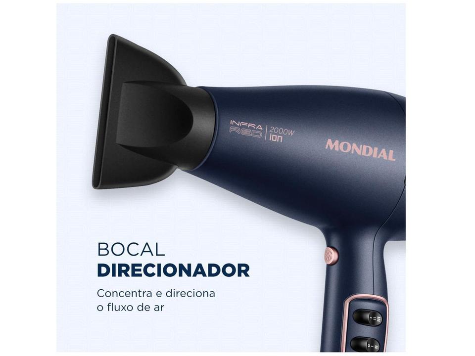 Secador de Cabelo Mondial Infrared Rosé e Azul - 8