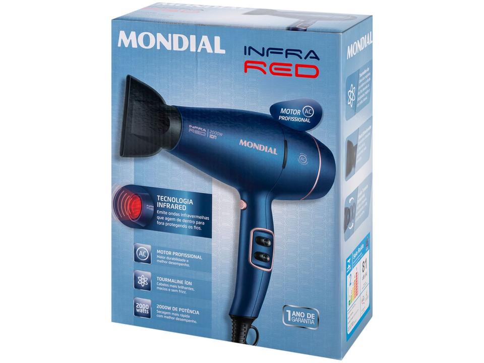 Secador de Cabelo Mondial Infrared Rosé e Azul - 17