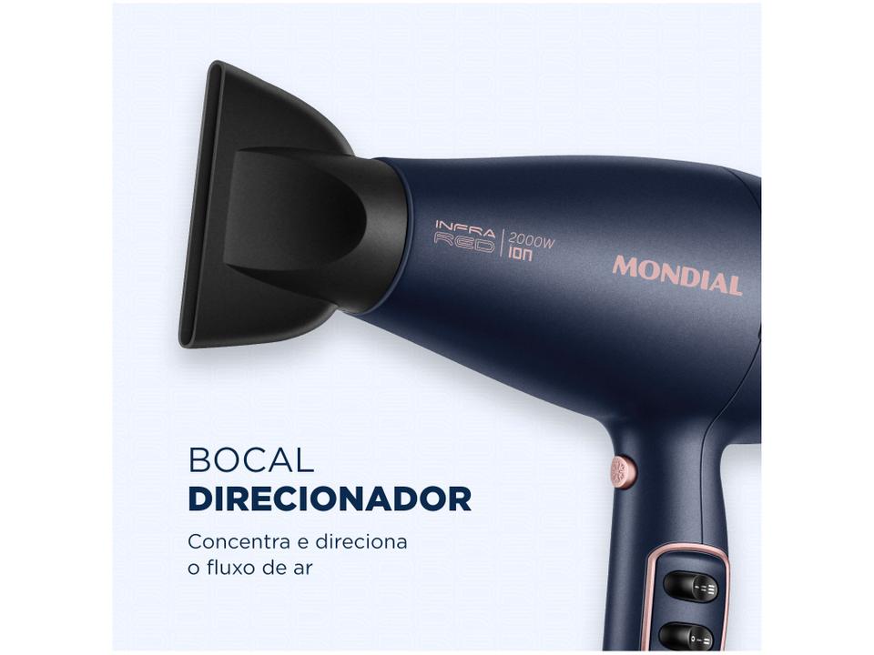 Secador de Cabelo Mondial Infrared Rosé e Azul 2000W 2 Velocidades SCP-01-IR - 6