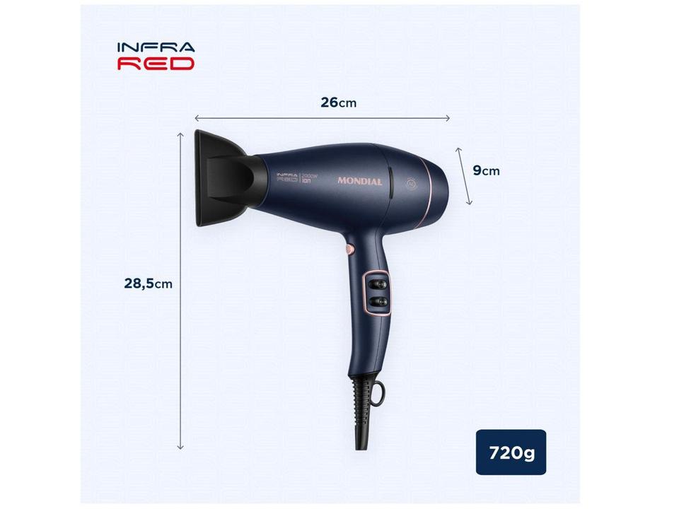 Secador de Cabelo Mondial Infrared Rosé e Azul - 10