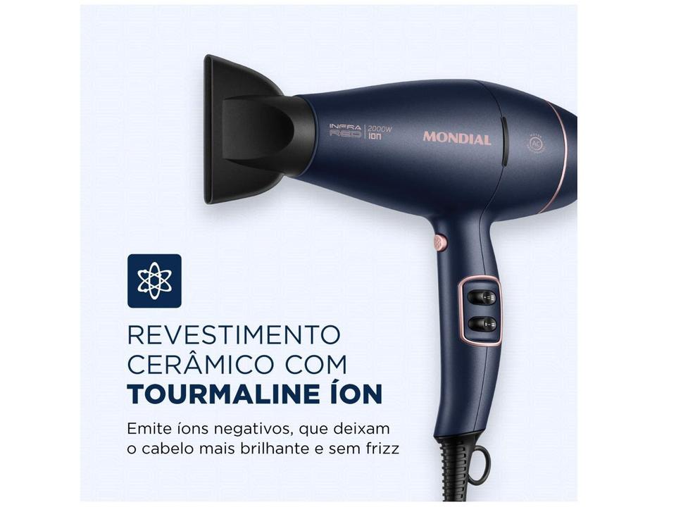 Secador de Cabelo Mondial Infrared Rosé e Azul - 6