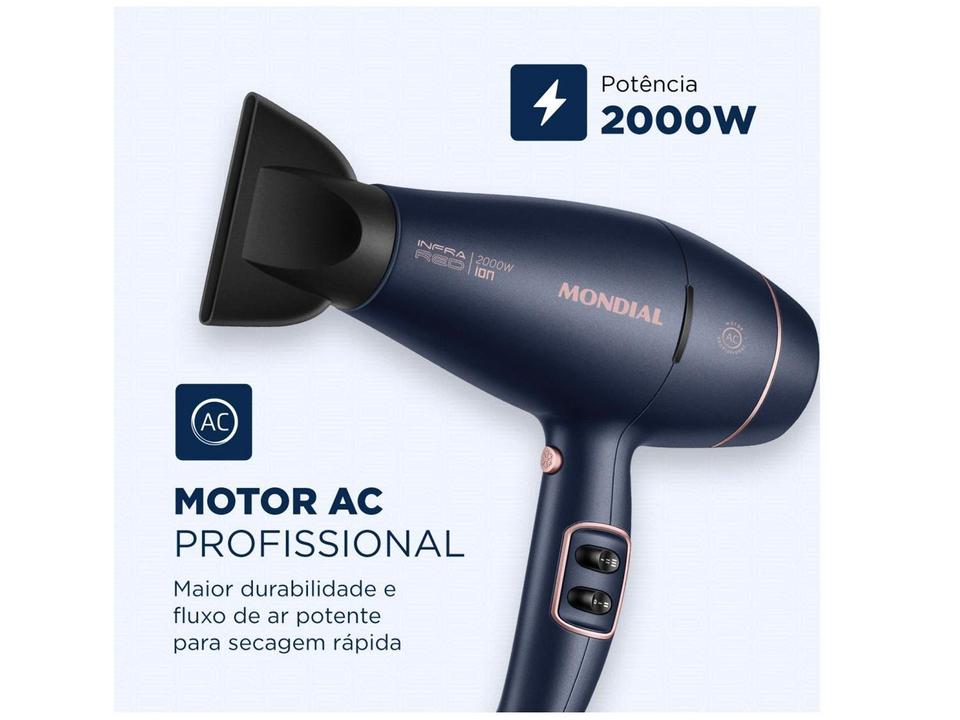 Secador de Cabelo Mondial Infrared Rosé e Azul - 5