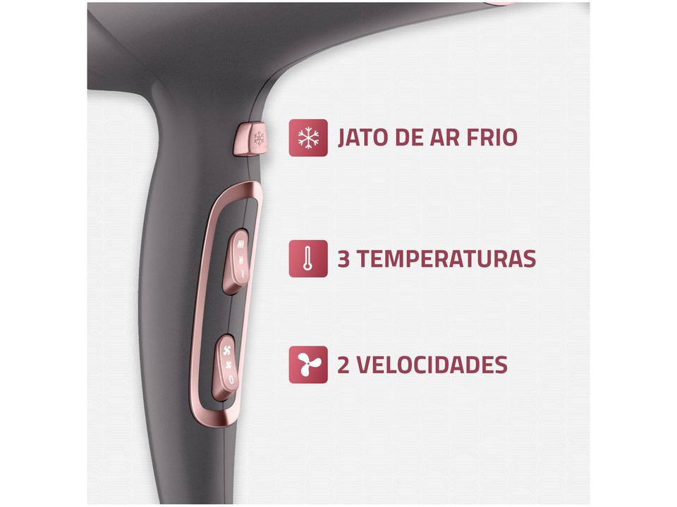 Secador de Cabelo Mondial Keratin Grafite e Rosé - 5