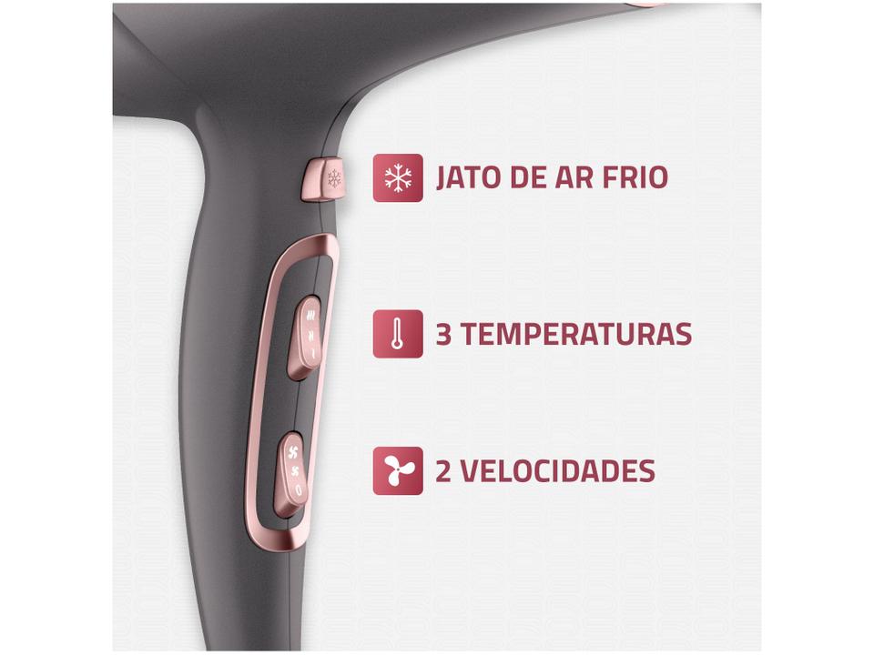 Secador de Cabelo Mondial Keratin Grafite e Rosé - 5
