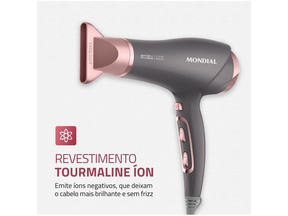 Secador de Cabelo Mondial Keratin Grafite e Rosé - 4