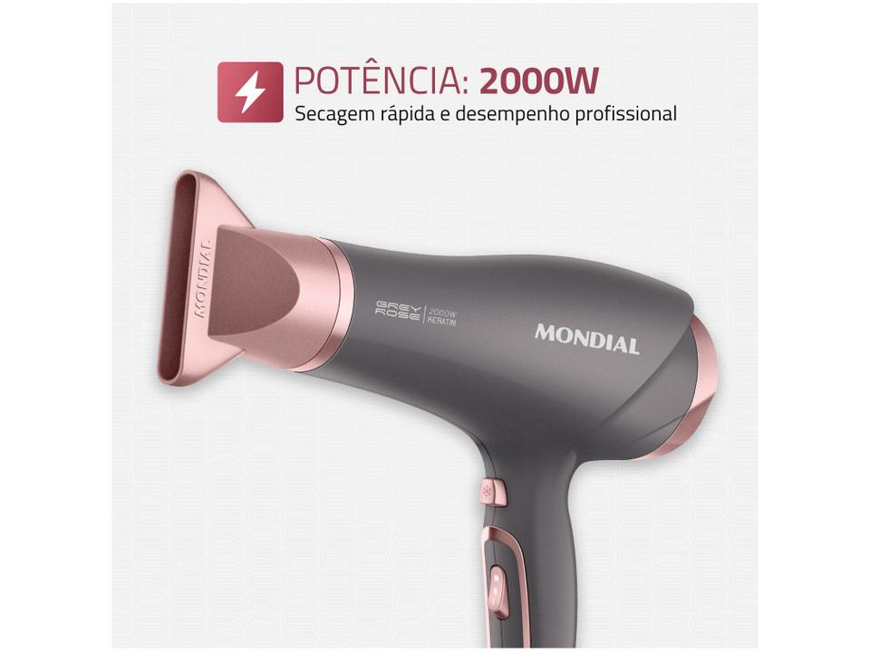 Secador de Cabelo Mondial Keratin Grafite e Rosé - 2