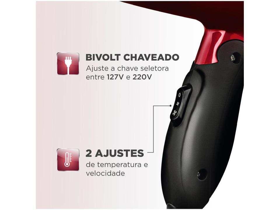 Secador de Cabelo Mondial Max Travel SC-10 Vermelho - 2