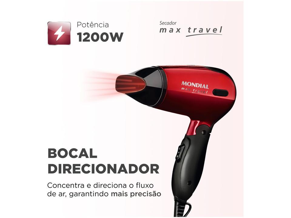 Secador de Cabelo Mondial Max Travel SC-10 Vermelho - 1