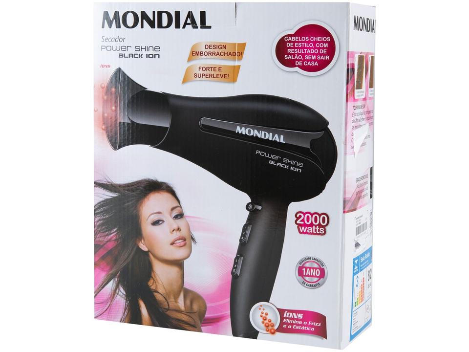 Secador de Cabelo Mondial Power Shine Black - 14