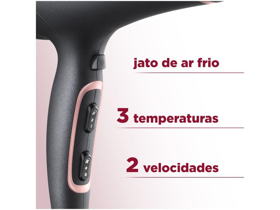 Secador de Cabelo Mondial Preto com Íons - 2000W 2 Velocidades Black Rose - 110 V - 3