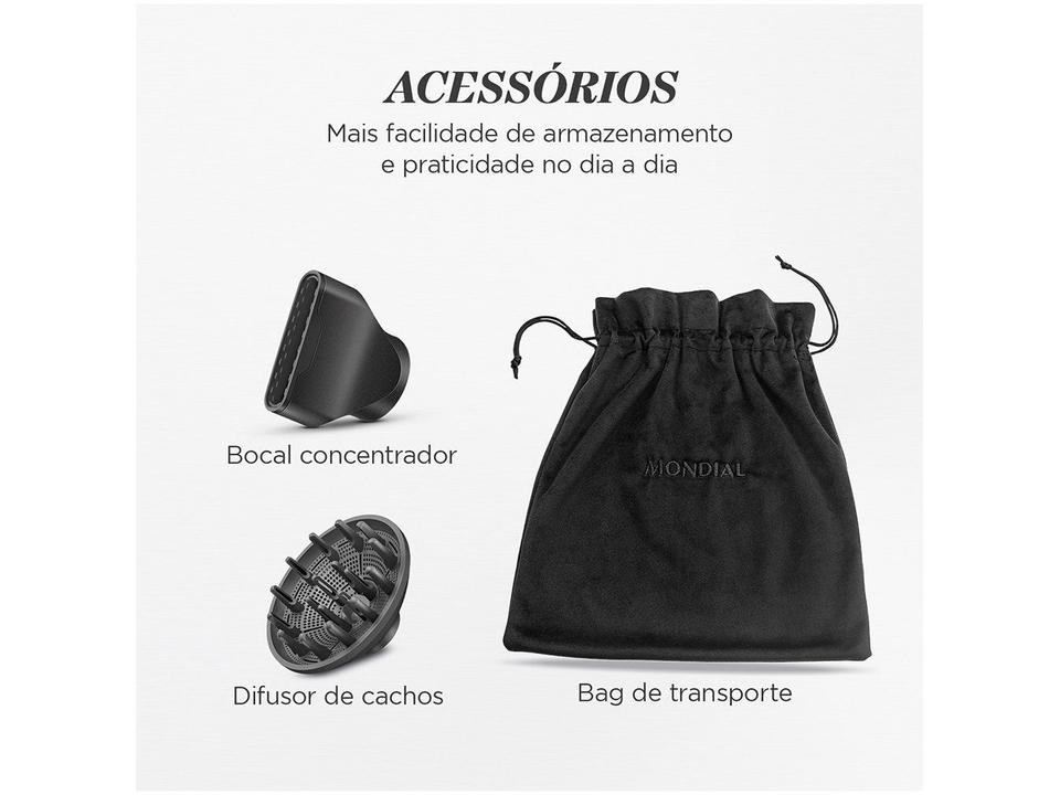 Secador de Cabelo Mondial Profissional com Íons Cinza 1600W 2 Velocidades By Juliette Ultra Sonic 74018-01 - 7