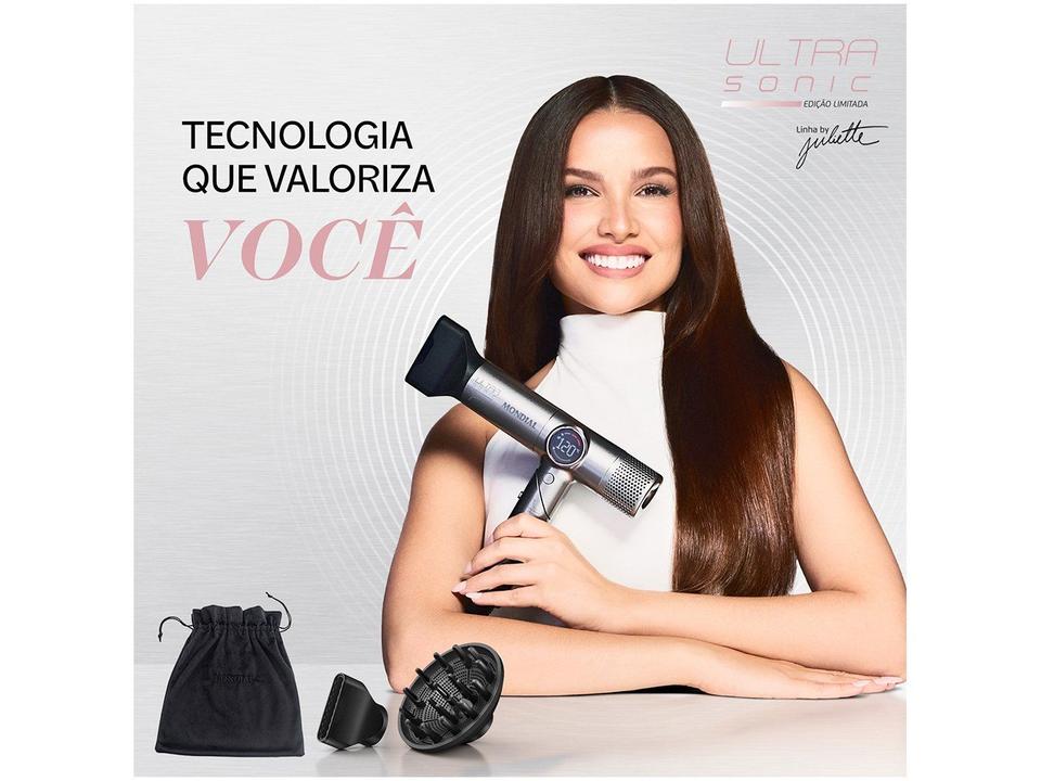Secador de Cabelo Mondial Profissional com Íons Cinza 1600W 2 Velocidades By Juliette Ultra Sonic 74018-01 - 1