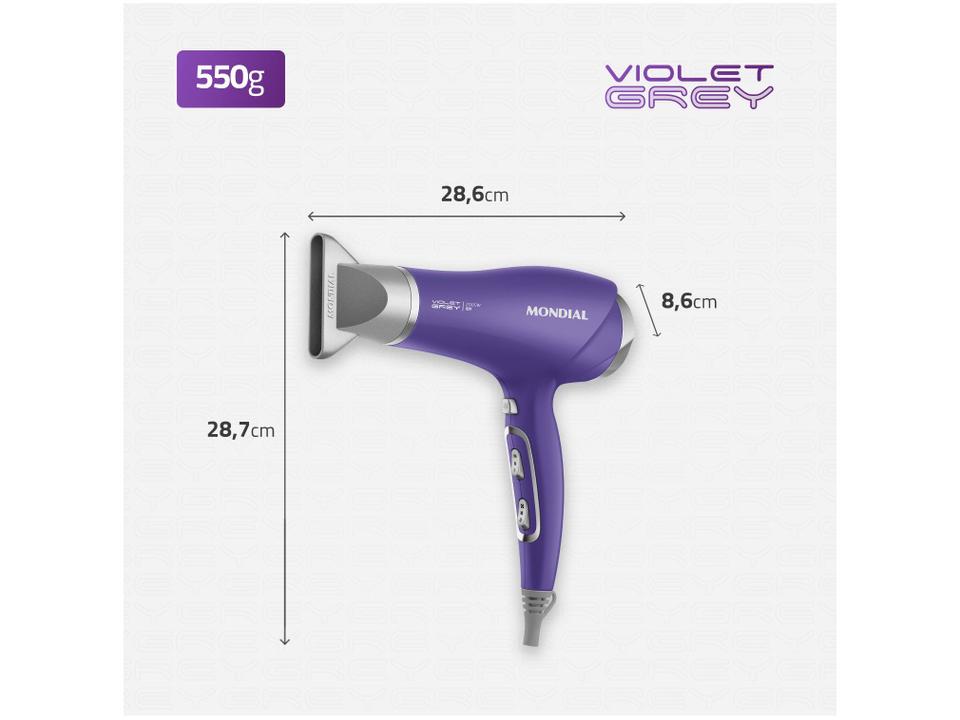 Secador de Cabelo Mondial Tourmaline Íon Lilás - 8