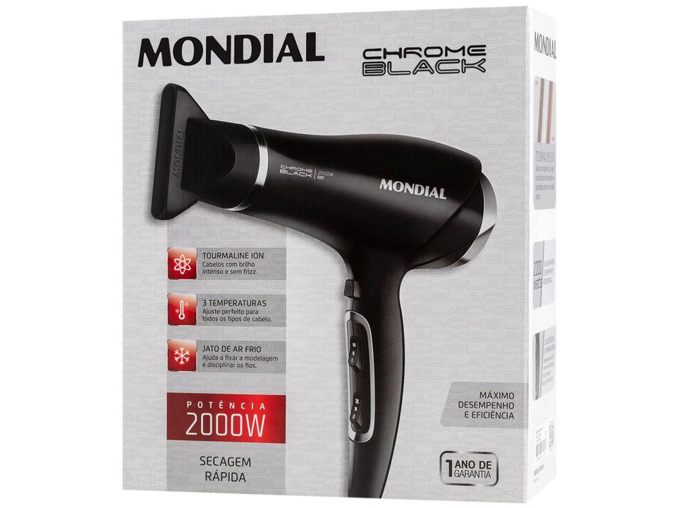 Secador de Cabelo Mondial Tourmaline Íon Preto - 16