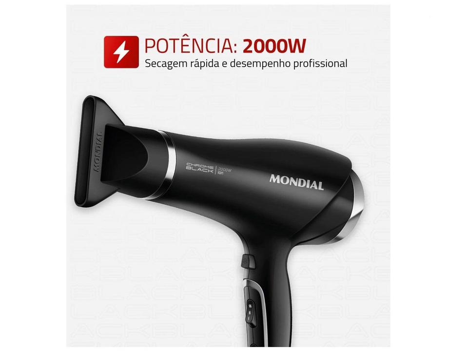 Secador de Cabelo Mondial Tourmaline Íon Preto - 3