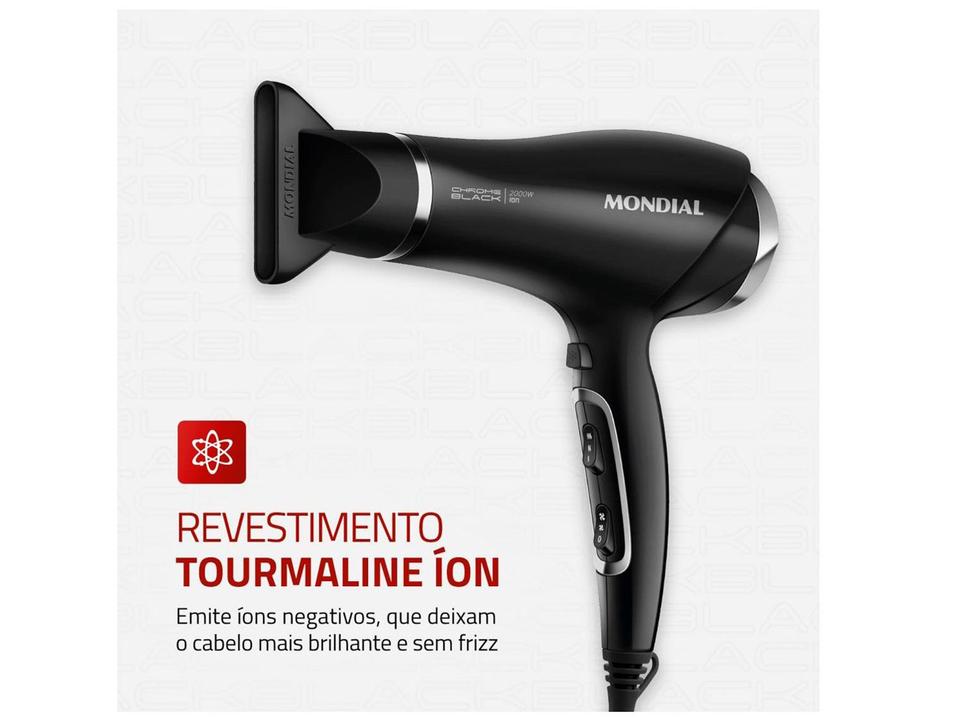 Secador de Cabelo Mondial Tourmaline Íon Preto - 4