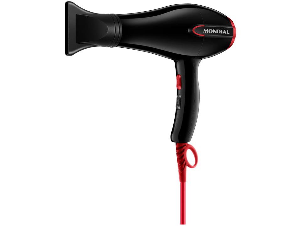 Secador de Cabelo Mondial Turbo Color Red SC-41 Preto Vermelho Tourmaline Ion 2000W 2 Velocidades - 110 V