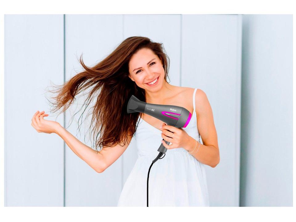 Secador de Cabelo Philco com Íons Tourmaline Cinza e Rosa 2100W 2 Velocidades PSA3300 - 1