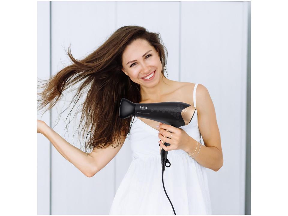 Secador de Cabelo Philco Íons Tourmaline Preto 2200W  2 Velocidades PSC2450 - 1