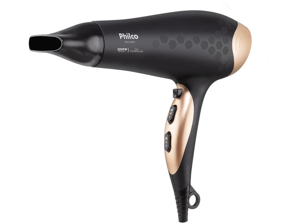 Secador de Cabelo Philco Íons Tourmaline Preto 2200W  2 Velocidades PSC2450 - 2