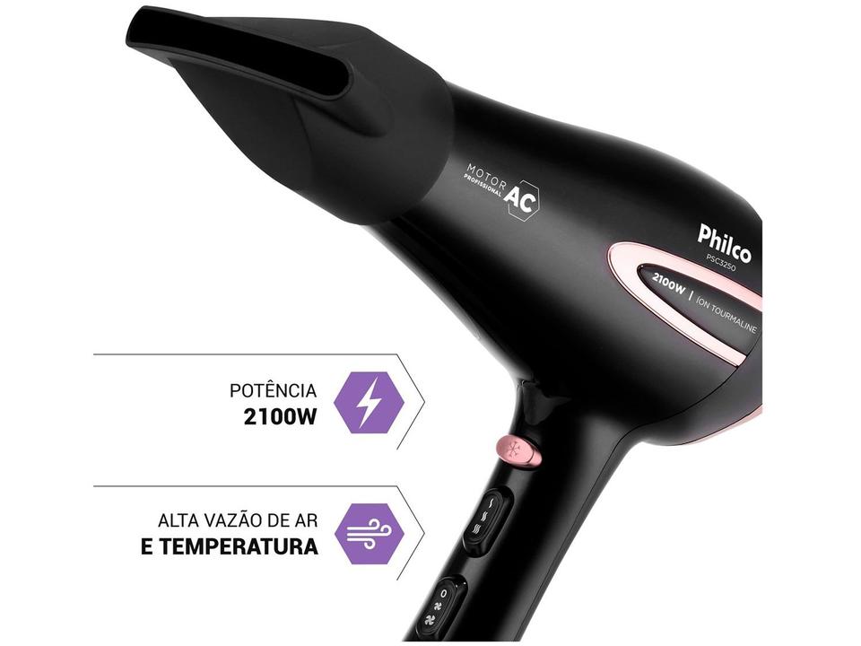 Secador de Cabelo Philco Tourmaline Íon Preto 2100W 2 Velocidades PSA3250 - 4