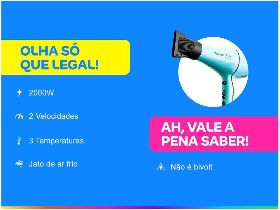 Secador de Cabelo Taiff Style Azul Tiffany 2000W - 1