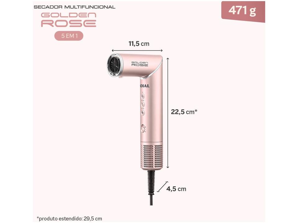 Secador Multifuncional 5 Em 1 Mondial Golden Rosé 1500W SM-01-BLDC-GR - 7