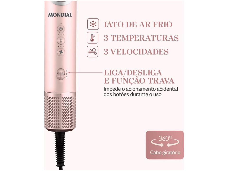 Secador Multifuncional 5 Em 1 Mondial Golden Rosé 1500W SM-01-BLDC-GR - 5