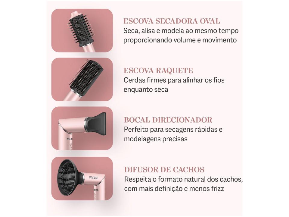 Secador Multifuncional 5 Em 1 Mondial Golden Rosé 1500W SM-01-BLDC-GR - 4