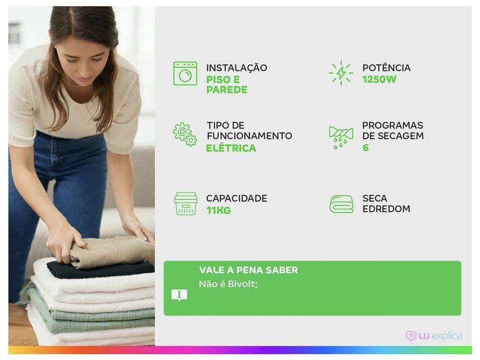 Secadora de Roupas de Piso e Parede Electrolux 11kg 6 Programas de Secagem SVB11 - 1