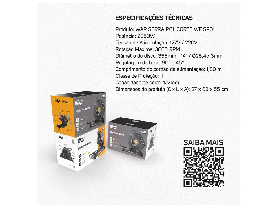 Serra Policorte de Bancada WAP WF SP01 2050W 14" - 15