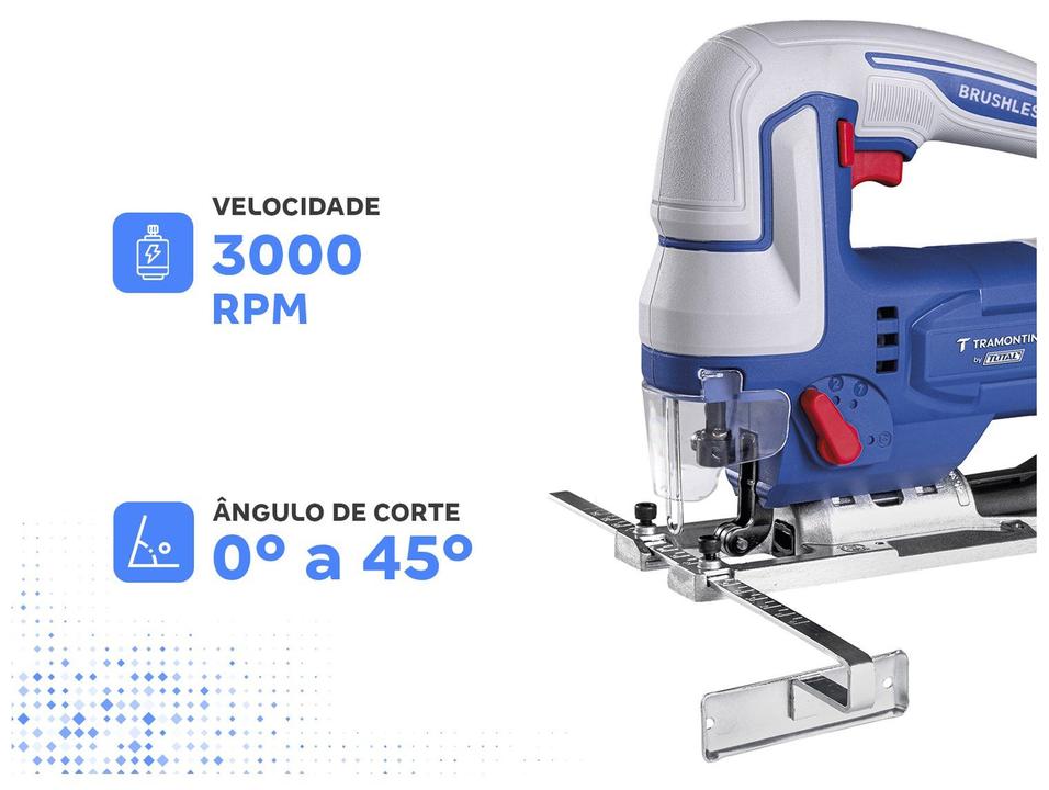 Serra Tico-tico a Bateria 20V Tramontina by Total 3000RPM 6 Peças - 2