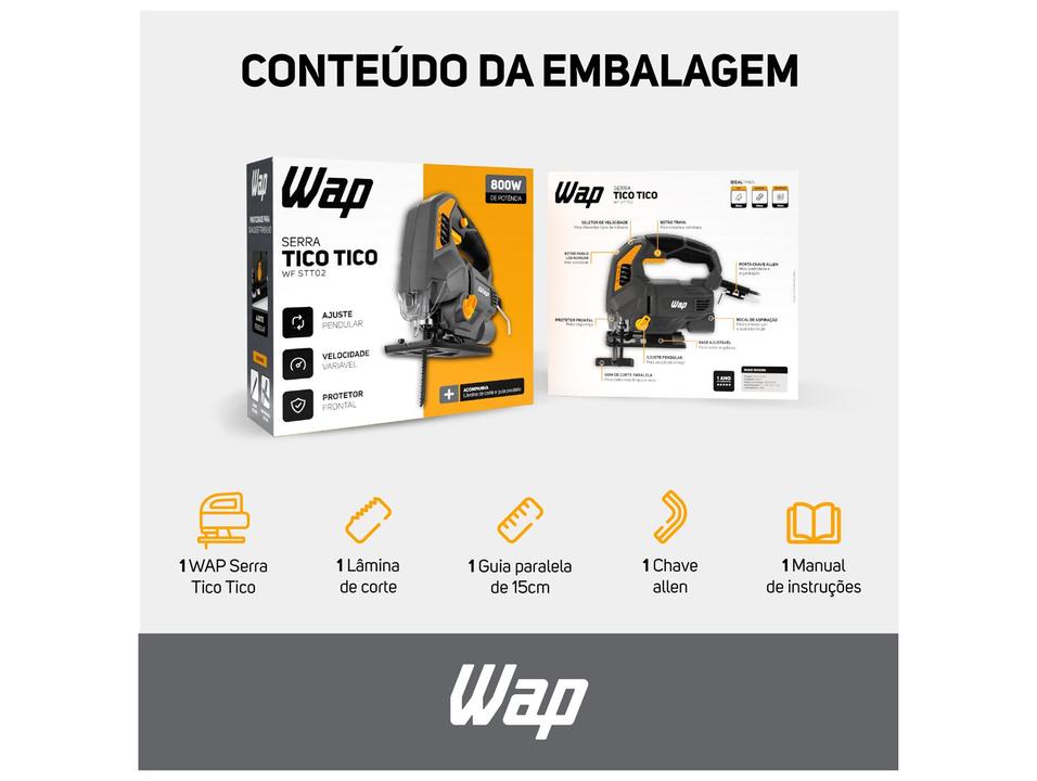 Serra Tico Tico Elétrica Wap STT02 800W 3000GPM 4 Peças - 7