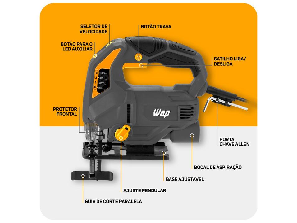 Serra Tico Tico Elétrica Wap STT02 800W 3000GPM 4 Peças - 3