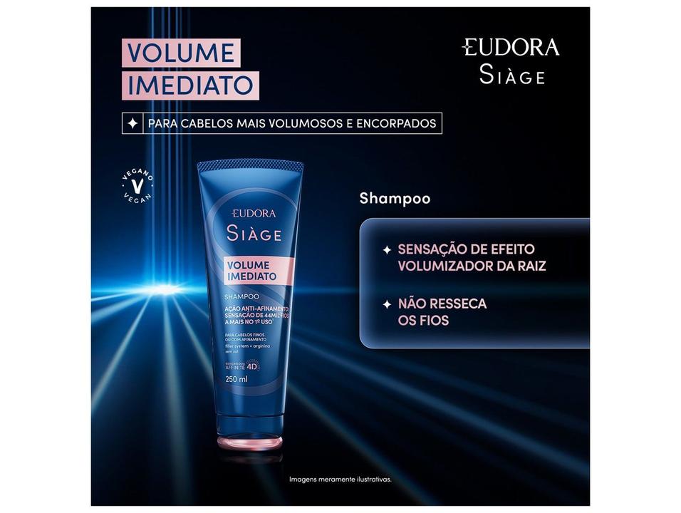 Shampoo Ação Anti-afinamento Eudora Siàge Volume Imediato 250ml - 2