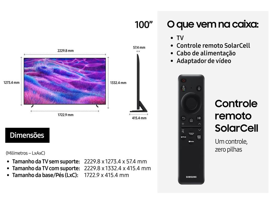 Smart TV 100" Samsung Ultra 4K Neo QLED Ultra QN80F QN100QN80FGXZD 120Hz Tizen NQ4 AI Gen2 Bixby Alexa 4 HDMI - 6