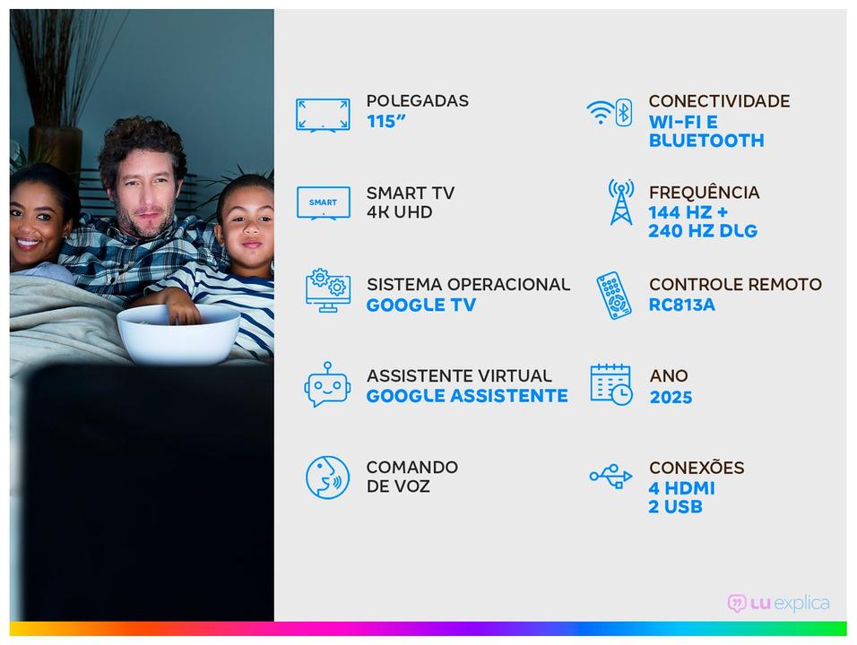 Smart TV 115" TCL 4K UHD QLED Mini LED 115C7K Google TV 2025 - 1