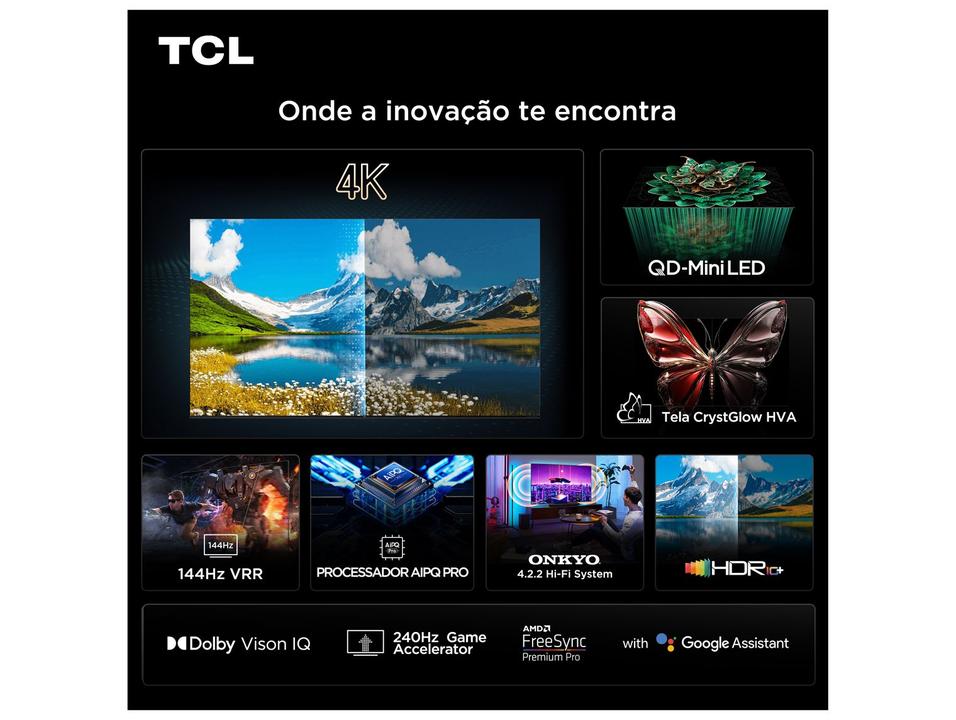 Smart TV 115" TCL 4K UHD QLED Mini LED 115C7K Google TV 2025 - 2