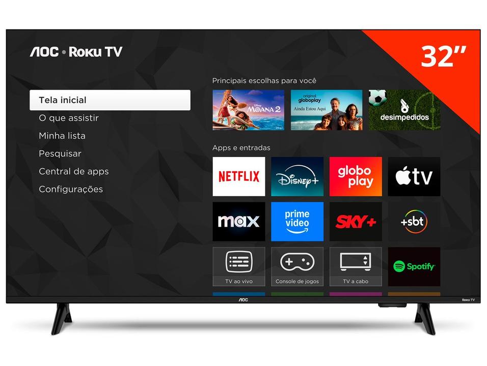 Smart TV 32" AOC HD DLED Série 5155 32S5155/78G Roku TV 2025 - 4