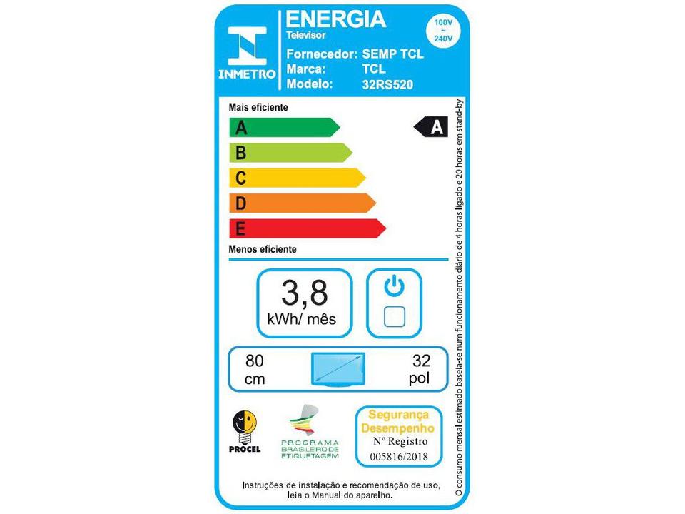 Smart TV 32” HD LED TCL 32RS520 VA - 8