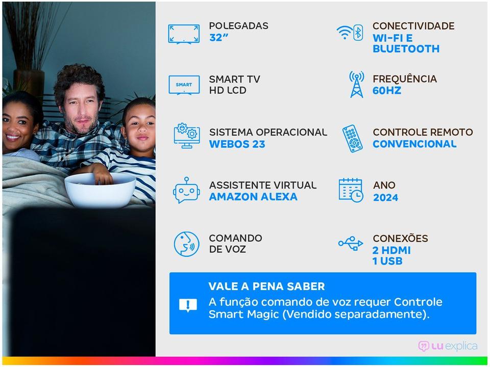 Smart TV 32" LG HD LCD 32LR600BPSA com Alexa 2 HDMI USB - 1