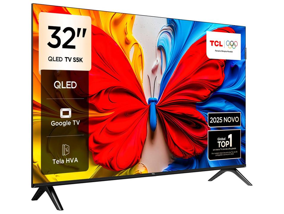 Smart TV 32" TCL Full HD QLED 35S5K Google TV 2 HDMI - 4